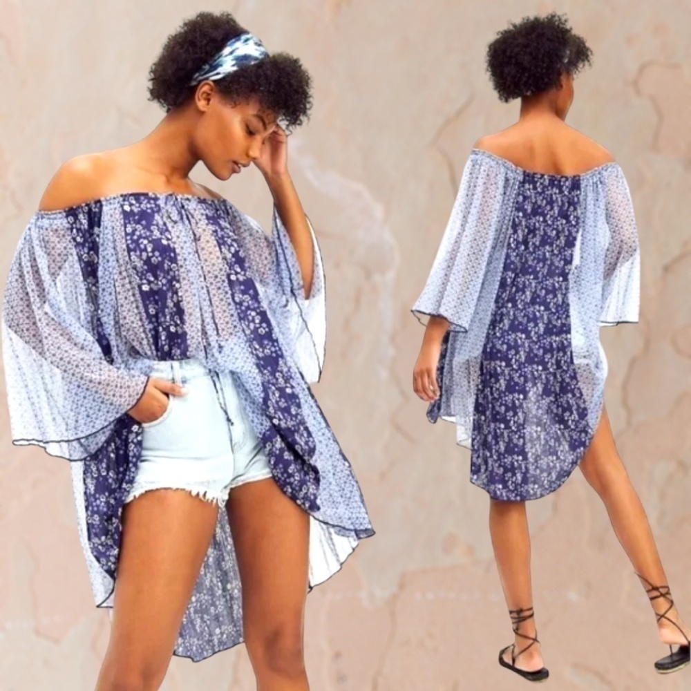 FREE PEOPLE Because I Love You OVERSIZED Flowy Contrast-Fabric Tunic Top NWT/Md - Picture 3 of 13